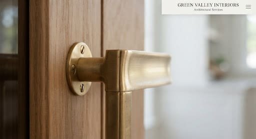 Hand-brushed champagne brass hardware with fine machining lines